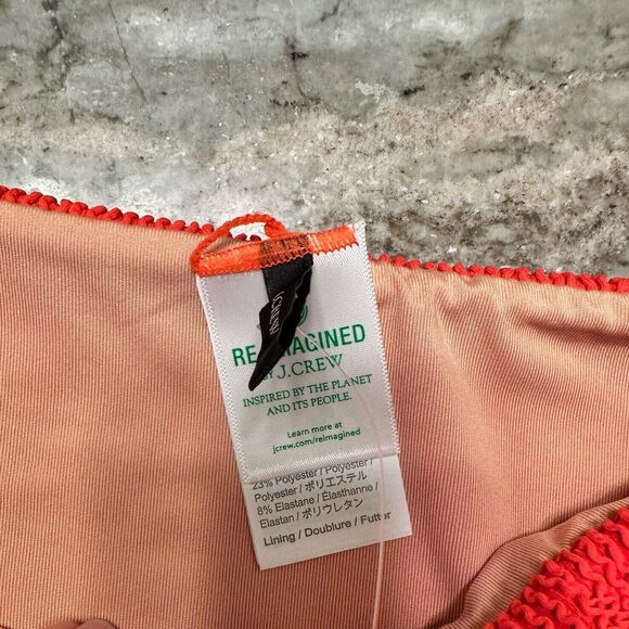 J Crew Bikini Bottom Womens XL Orange Textured Curved Waist Cheeky High Legs - Picture 4 of 6